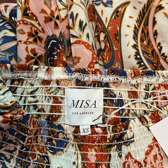 NWT Misa Los Angeles Vida Floral Smocked Off Shoulder Cropped Top - Size XS - Picture 5 of 8